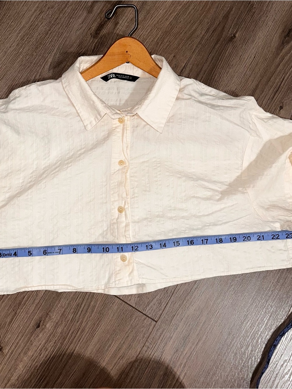 Zara Cream Cropped Boxy Button-Down Top - Picture 5 of 6